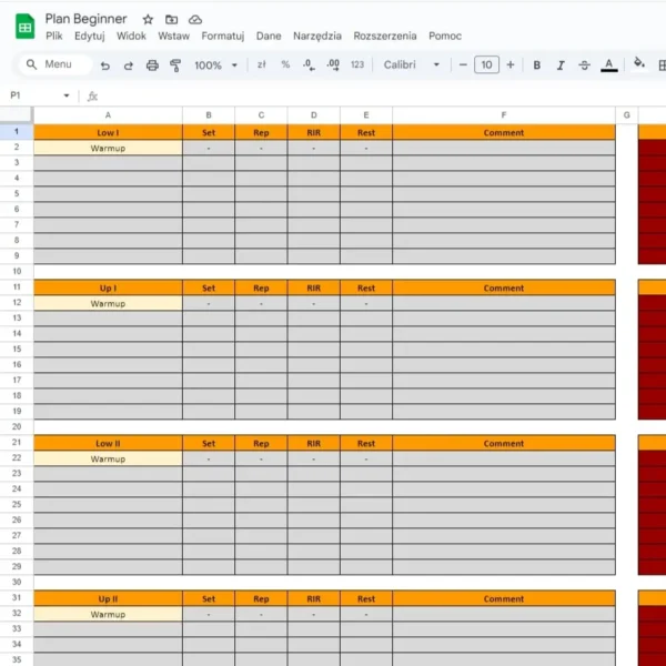 Plan treningowy Beginner