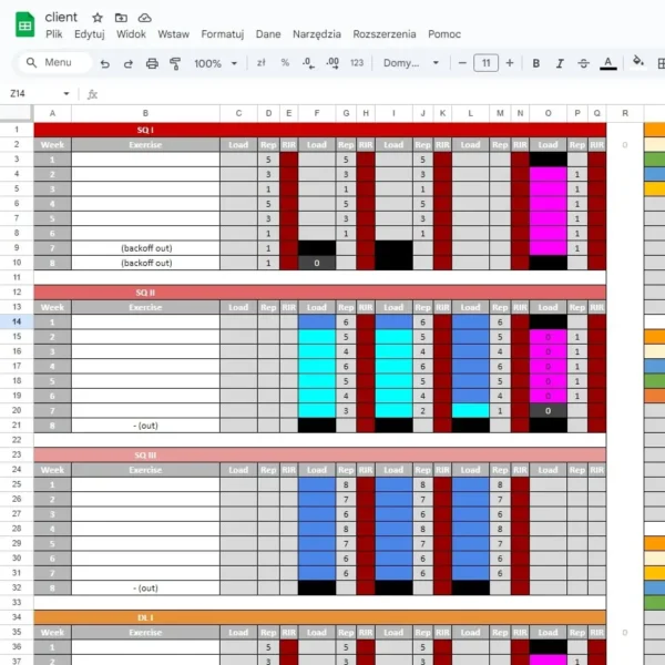 Plan treningowy Intermediate